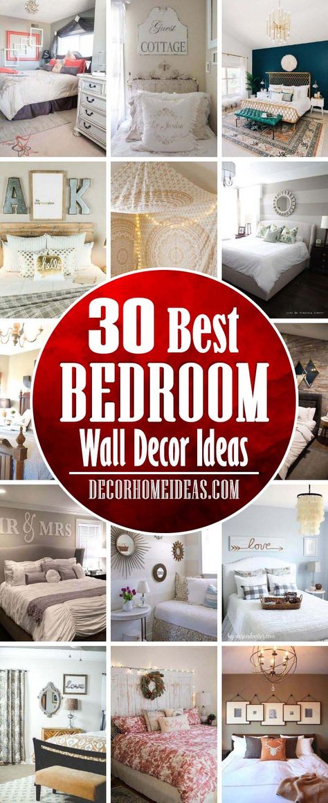 Best Bedroom Wall Decor Ideas. Get some creative bedroom wall decor ideas to add personality and charm to your home. Headboards, signs, rugs and mirrors are some of the accents. #decorhomeideas Wall Decor For Gray Bedroom, Bed Side Wall Decor Ideas, Decorate Bedroom Wall Ideas, Bedroom Entry Wall Decor, Headboard Walls In Bedroom, Bedroom Wall Decor Side Of Bed, Decorating Wall In Bedroom, Decorating Ideas For The Bedroom Walls, Bedroom Walls Decorations