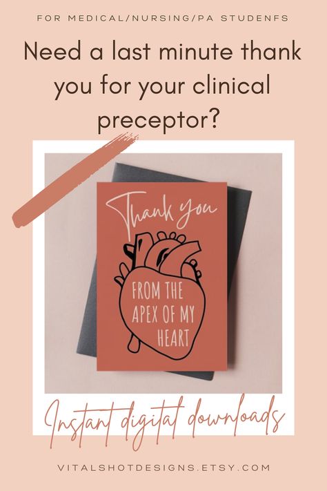 Want to show appreciation for your nurse, doctor, PA, APRN, or other medical professionals? Need a thank you card for your preceptor, clinical instructor, or professor? Then look no further! This card has a simple, modern design and a funny saying that any medical professional will be sure to appreciate! INSTANT DOWNLOAD PRINTABLE CARD! No wait! Quick and Easy! Use as many times as you want! Just download, print, cut, and fold! Clinical Instructor Gift Ideas, Anatomy Teacher, Pharmacy School Graduation, Clinical Instructor, Ideas Cartas, Funny Thank You Cards, Thank You Nurses, Teachers Day Card, Funny Thank You