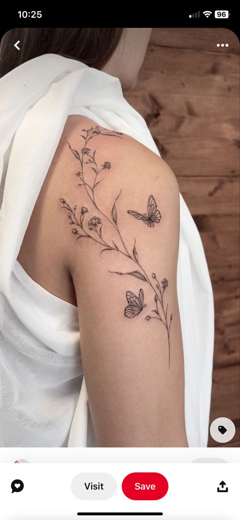 Wrap Shoulder Tattoos For Women, Flower Shoulder Wrap Tattoo, Floral Vine Shoulder Tattoo, Wrap Around Line Tattoo, Upper Arm Tattoos For Women Flowers, Ear To Shoulder Tattoo, Vines On Shoulder Tattoo, Wraparound Tattoo Arm, Shoulder Wrap Tattoo Women