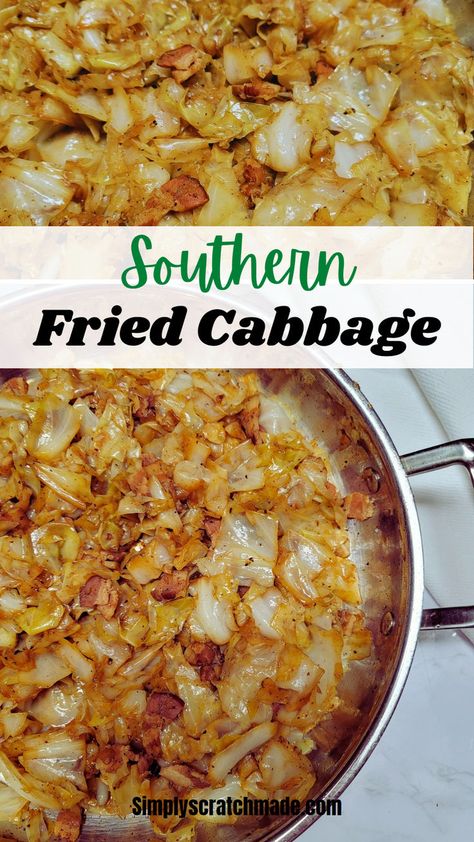 Cabbage Recipes Southern, Fried Cabbage Recipes, Southern Fried Cabbage, Southern Cooking Recipes, Cabbage And Bacon, Cooking Bacon, Fried Cabbage, Best Side Dishes, Cabbage Recipes