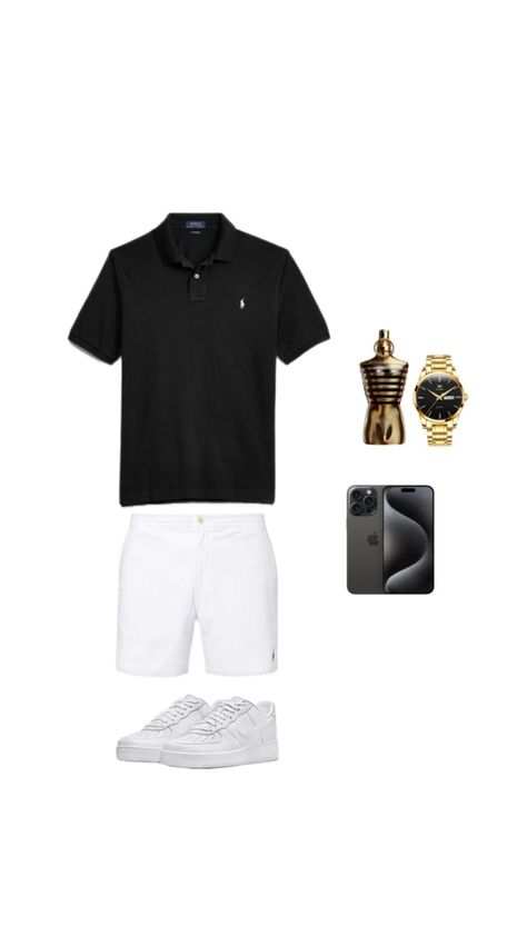 Men’s summer outfit | Men’s outfit | Summer outfit | JPG | Watch | Black Ralph Lauren Polo | White Ralph Lauren shorts | Shorts | Polo | AirForce1 | iPhone 15 Pro Max #summer #summeroutfit Ralph Lauren Men Outfit, Black Polo Outfit, Airforce 1 Outfit, Ralph Lauren Men Outfits, Polo Outfit Men, Polo Ralph Lauren Outfits, Men's Summer Outfit, Polo Outfit, Drip Outfit Men