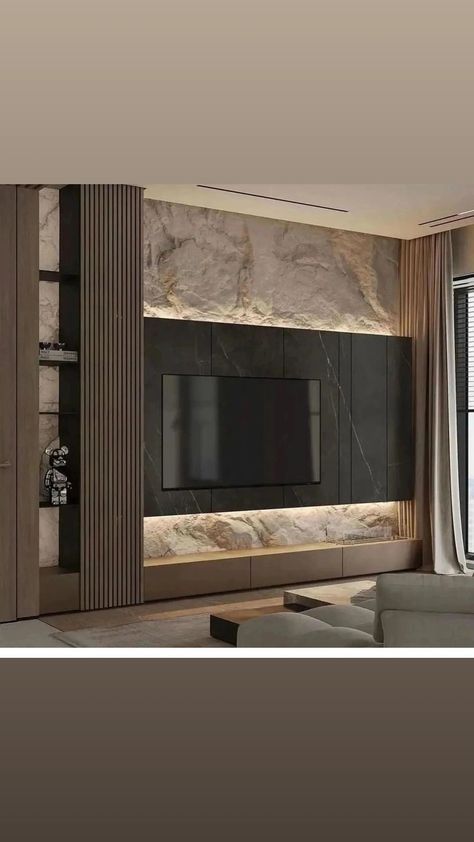 Modern Tv Room, Feature Wall Living Room, Tv Cabinet Design, Home Hall Design, Tv Room Design, Living Room Design Inspiration, Tv Wall Design, Living Room Design Decor, House Design Kitchen