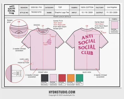 Anti Social Social Club T-shirt Reference Tech Pack :: Behance Quote T Shirt Design, Business Tshirt Design Ideas, T Shirt Ideas Design, Digital Fashion Design, Shirt Design Ideas, Apparel Design Inspiration, Stussy Hoodie, Graphic Shirt Design, Fabric Factory