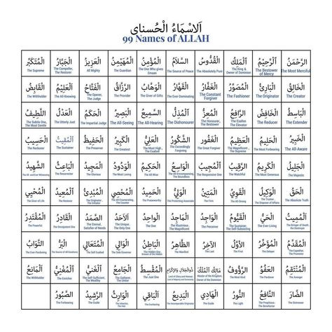 99 Names of ALLAH with English meaning Allahs 99 Names With Meaning, Allah 99 Names With Meaning, 99 Names Of Allah With Meaning, 99names Of Allah, 99 Names Of Allah Calligraphy, Allah Names With Meaning, Names Of Allah With Meaning, Allah 99 Names, White Academia