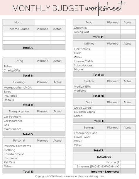 Apartment Saving, Budget Planner Worksheet, Monthly Budget Worksheet, Printable Budget Worksheet, Free Budget Printables, Budget Spreadsheet Template, Budget Planner Free, Budget Template Free, Budget Worksheet