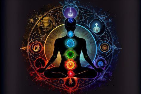 Chakra Meditation Art, Meditation Art Spirituality, Surreal Photoshop, 7 Chakras Meditation, Meditation Pictures, Spiritual Photos, Space Phone Wallpaper, Chakra Art, Yoga Pictures