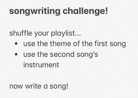 Musical Writing Prompts, Songwriting Lyric Ideas, Song Writing Prompt Ideas, Music Writing Prompts, Writing A Musical, Song Lyric Prompts, Songwriting Prompts Lyrics, Song Writing Challenge, Playlist Prompts