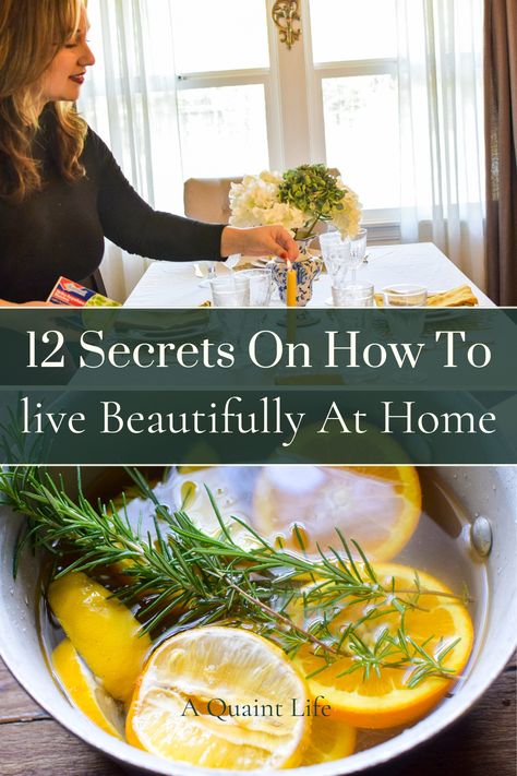 Live beautifully at home with these 12 tips that will help create a an enjoyable living space and help you enjoy your space to the fullest. Slow Living Decor, Slow Living Summer, Hygge Home Aesthetic, Home Making Aesthetic, Slow Living Home, Tiny Mansion, Voluntary Simplicity, Gentle Living, Hygge Inspiration