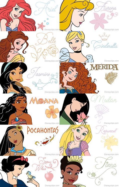 All 12 official Disney Princesses #disney, #disneyprincesses, #disneyprincess Disney Princess List, Disney Princess Names, Walt Disney Princesses, Official Disney Princesses, Disney Princess Colors, Disney Princess Cartoons, Disney Princess Characters, Disney Princesses And Princes, All Disney Princesses