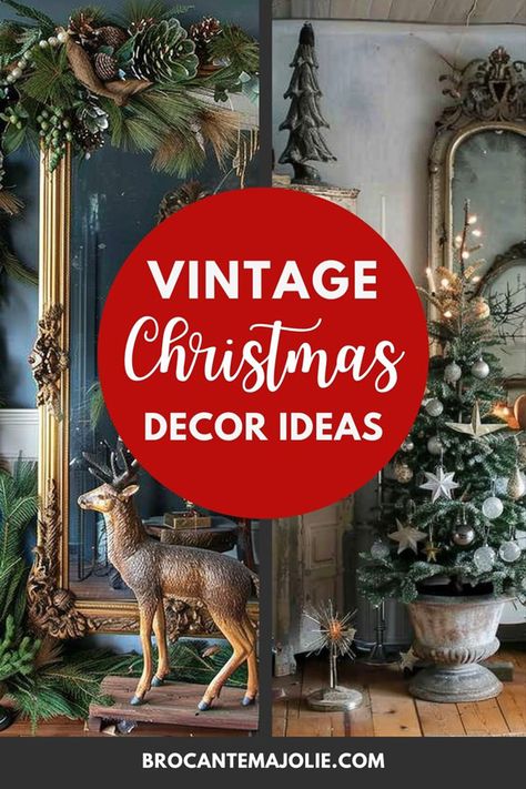 Bring Back the Magic of Christmas with Vintage Christmas Decor Ideas - Brocante Ma Jolie French Vintage Christmas Decor, French Vintage Christmas, Vintage Elegant Christmas, Ice Skate Christmas Decor, Outdoor Vintage Christmas Decorations, White Christmas Lanterns Decorated, 1920 Christmas Decorations, Vintage Christmas Vignettes Display, Elegant Vintage Christmas Decor