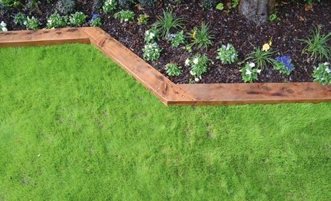 Wood Landscaping Borders, Flower Bed With Wood Border, Wood Edge Landscaping, Garden Landscape Edging, Timber Flower Bed Border, Wood Borders For Flower Beds, Flower Bed Wood Border Ideas, Timber Landscape Edging, Wood Edging Landscape