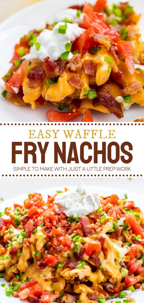 Waffle Fry Nachos, Fry Nachos, Loaded Fries Recipe, Cheese Fries Recipe, Nacho Fries, Nachos Recipe Easy, French Fries Recipe, Waffle Fries, Jalapeno Peppers