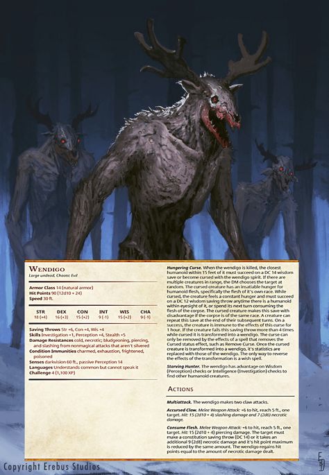 The one I found was blurry, so I am re-uploading from the source in the hopes that the resolution will improve. The Wendigo, Dnd Stats, Dnd Stories, Dnd Classes, Dnd Races, Dungeons And Dragons 5e, Dungeons And Dragons Classes, Dnd 5e Homebrew, D D Monsters