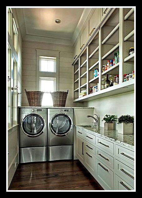 Laundry Pantry Combo | Laundry room and pantry combo! Cottage Laundry Room, Laundry Room Pantry, Laundry Pantry, Traditional Laundry Room, Grey Laundry Rooms, Laundry Room/mud Room, Pantry Laundry Room, Pantry Laundry, Pantry Room