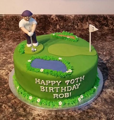 Golfer Birthday Cake - Cake by Cakes By Kris Golf Course Cake, Golf Cake Toppers, Golf Themed Cakes, Golfers Birthday, Golf Birthday Cakes, Susie Cakes, Golf Cake, 80 Birthday Cake, Dad Birthday Cakes