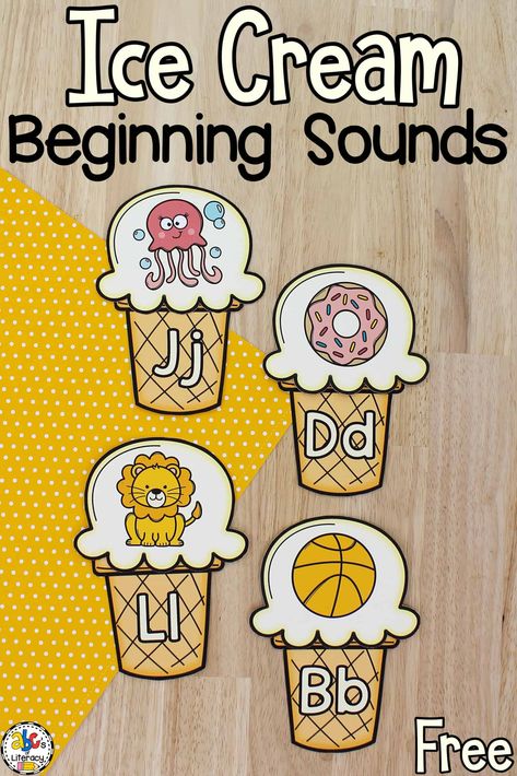 Initial Sound Activities, Printable Ice Cream, Letter Sound Activities, Preschool Language, Letters And Sounds, Initial Sounds, Summer Preschool, Abc Activities, Pre K Activities