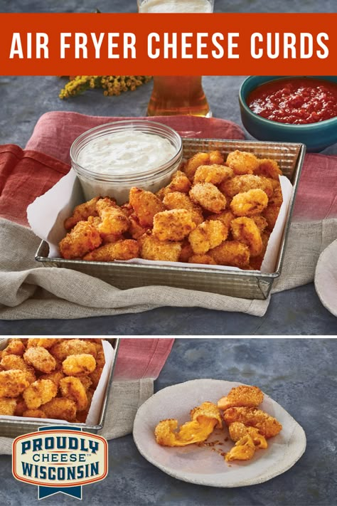 Cheese Curds Recipe, Fried Cheese Curds, Air Fryer Recipes Breakfast, Air Fryer Recipes Vegetarian, Awesome Appetizers, Main Food, Wisconsin Cheese, Air Fryer Oven Recipes, Air Fry Recipes