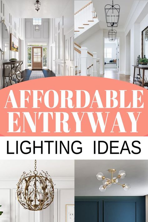 Illuminate your space with these welcoming entryway lighting ideas. From awkward spaces to low ceilings, we have included tips on choosing a foyer light that leaves a bright first impression of your home. Ideas for every space, style and budget. Flush Mount Entryway Lighting, Small Entryway Light Fixture, Entryway Light Fixture Low Ceiling, Entryway Lighting Ideas, Entry Light Fixture, Entry Way Lighting, Foyer Lighting Fixtures Entryway, Kitchen Island Pendant Lighting, Entryway Pendant Lighting