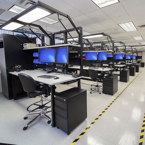 Electronics Lab Workbenches, Electronics Workspace, Laboratory Furniture, Tech Desk, Furniture Workshop, Tech Lab, Workbench Designs, Garage Design Interior, Workstation Desk