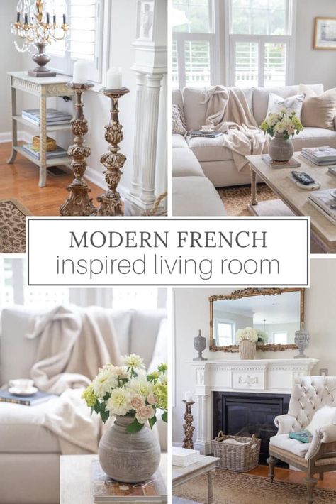 Country Aesthetic Home, Nancy Meyers Interiors Living Rooms, Living Room Decor French Country, French Modern Decor, Modern Country French, French Country Entryway Ideas, Modern French Living Room, Country French Decorating, French Decorating Ideas