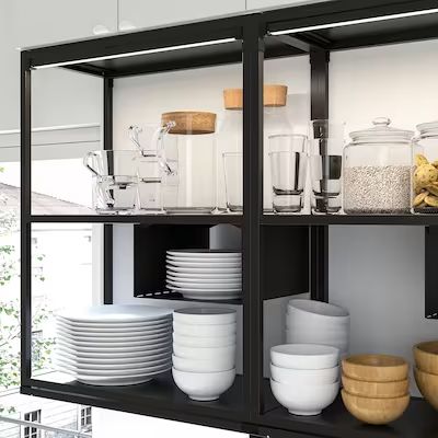 ENHET organizers - IKEA Ikea Uk, Shelf Insert, Kitchen Wall Storage, River Cabin, Ikea Hack Ideas, Ikea Shelves, Ikea Furniture Hacks, L Shaped Kitchen, Kitchen Solutions