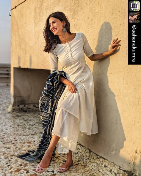 Repost from @aahanakumra - In the depth of winter I finally learned that there was in me an invincible summer. - Albert Camus Outfit by :… Aahana Kumra, Modest Classy, Indian Kurti Designs, Trendy Photography, Fashion Modest, Indian Designer Suits, Casual Indian Fashion, Photography Flowers, Salwar Kamiz