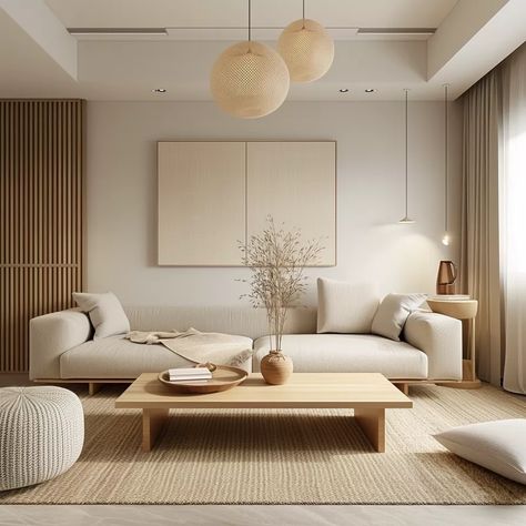 Japandi Living Room, Casa Clean, Minimalist Living Room Design, Japandi Living, Contemporary Living Room Design, Japandi Design, Salon Suites, Japandi Interior, Living Room Sofa Design