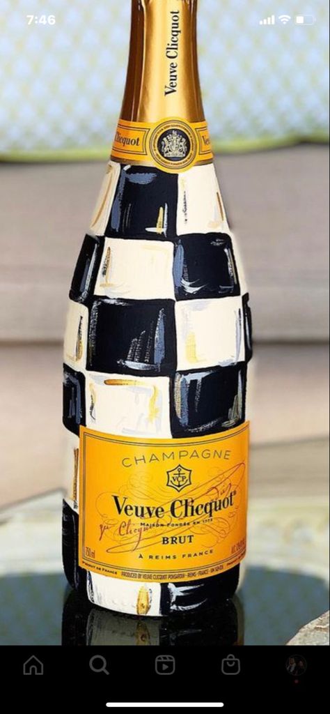 Boho Painted Champagne Bottle, Painted Champagne Bottle New House, Painted Champagne Bottle New Years, Decorated Veuve Bottle, Custom Painted Champagne Bottle, Vueve Champagne Painted, Lamarca Prosecco Painted Bottle, Painted Bourbon Bottle, Mod Podge Champagne Bottle