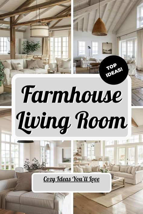 🌻 Looking to bring the charm of farmhouse style into your living room? Explore this cozy farmhouse living room with rustic decor elements and modern farmhouse kitchen inspiration. Perfect for fans of country-style farmhouse kitchens and farmhouse interior design. 🏡🌿 #farmhousedecor #farmhouseliving #modernfarmhouse #rusticdecor #interiordesign #kitchenideas Rustic Farmhouse Interior, Modern Farmhouse Interior, Cozy Farmhouse Living Room, Modern Farmhouse Interior Design, Farmhouse Living Room Ideas, Farm House Livingroom, Cozy Interior Design, Farmhouse Living Room Decor Ideas, Rustic Farmhouse Living Room