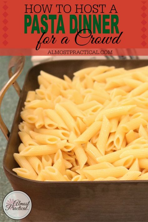 Preparing a pasta dinner for about 25 or more hungry teenagers is quite a feat. Here are some shortcuts to make feeding a crowd a little easier. Team Spaghetti Dinner, Football Pasta Party, Pasta Dinner For Football Team, Pasta Feed Party, Pasta For A Crowd Parties, Pasta Dinner For A Crowd, Spaghetti Dinner Party, Pasta Party Ideas, Pasta Recipes For A Crowd