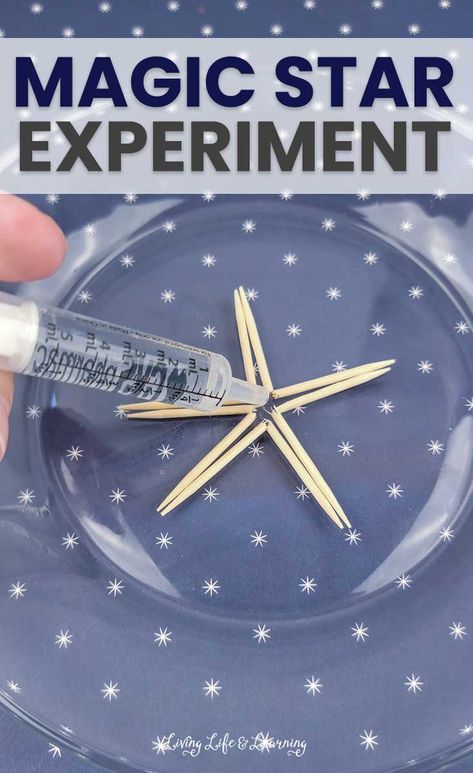 Star Experiment, Toothpick Star, Experiments For Preschoolers, Fun Experiments For Kids, Science Experiments Kids Preschool, Craft Ideas For Beginners, Crafts For Beginners, Kitchen Science Experiments, Tata Surya