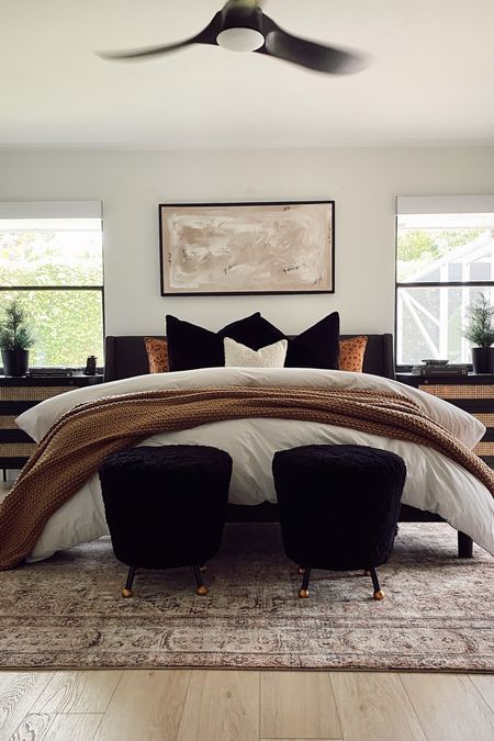 Knit Bed, Black Bedroom Decor, Dream Bedrooms, Black Bed Frame, Black Bed, Guest Room Decor, Amazon Home Decor, Black Bedding, Master Bedrooms Decor