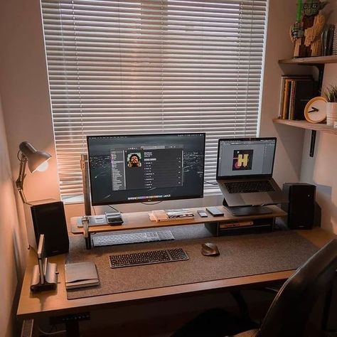 [Sponsored] 97 Fantastic Home Office Tricks This Summer You Will Love #diseodeestudioencasa Clean Desk, Home Studio Setup, Pc Setups, Desktop Setup, Bedroom Setup, Desk Ideas, Room Stuff, Workspace Inspiration, Workspace Design