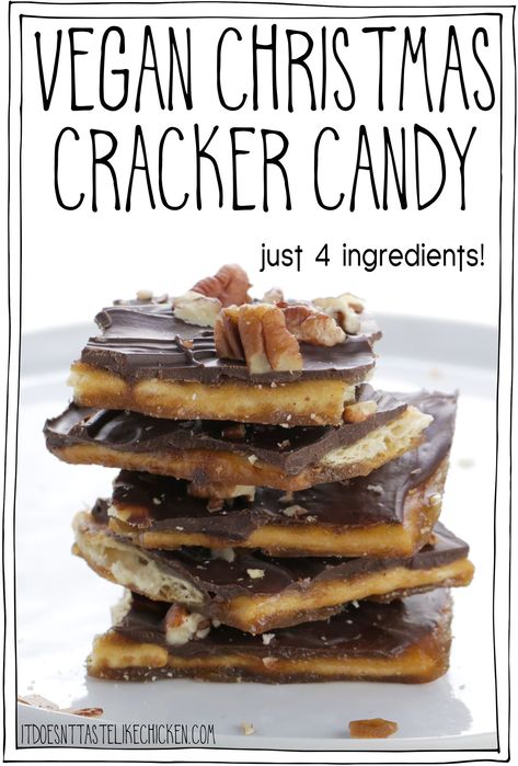 Christmas Cracker Candy, Vegan Christmas Desserts, Vegan Xmas, Vegan Christmas Cookies, Cracker Candy, Vegan Christmas Recipes, Vegan Candies, Christmas Cracker, Like Chicken