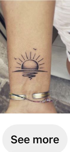 Sunrise Wrist Tattoo, Sunrise Tattoo Rising Sun, Millie Tattoo, Sun Rising Tattoo, Sea Tattoos For Women, Sunset Tattoo Ideas, Beach Sunset Tattoo, Rising Sun Tattoos, Still I Rise Tattoo