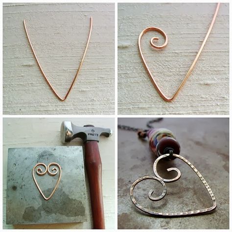 Wire Jewelery, Wire Heart, Art Perle, Wire Jewelry Making, Wire Jewelry Tutorial, Wire Jewelry Designs, Jewelry Pendants, Diy Wire Jewelry, Wire Work Jewelry