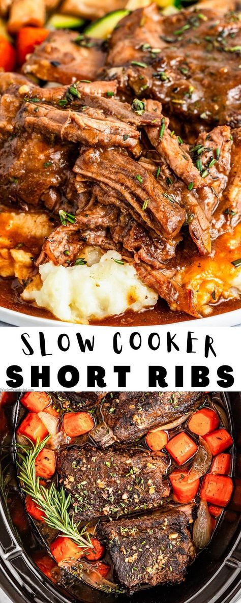 Roasted Beef Short Ribs, One Pot Crockpot Recipes, Crock Pot Short Ribs Recipe Crockpot, Best Short Ribs Recipe Crock Pot, Short Rib Pot Roast, Short Rib Roast Slow Cooker, Crock Pot Braised Short Ribs, Boneless Short Ribs Crockpot, Gameday Dinner Ideas