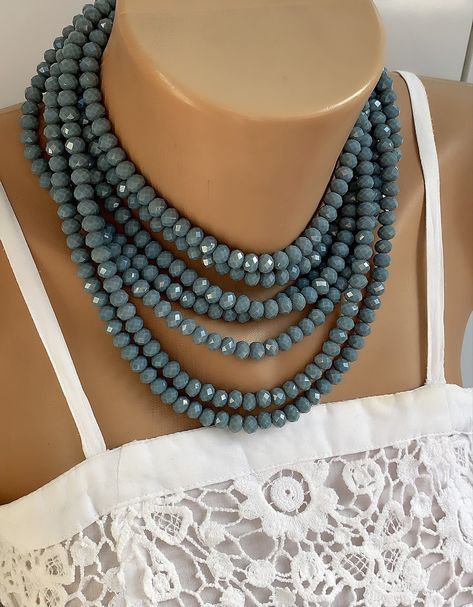 Gray Grey Mulistrand Crystal Necklace, Mother Of The Bride Gift, Bridesmaid Necklaces, Gift for Her, Wedding Jewelry, Crystal Jewelry by NalansJewellery on Etsy Wedding Jewelry Crystal, Bridesmaid Necklaces, Necklaces Gift, Dainty Choker Necklace, Mother Of The Bride Gift, Chunky Pearls, Swarovski Crystal Beads, Jewelry Crystal, Bohemian Bracelets