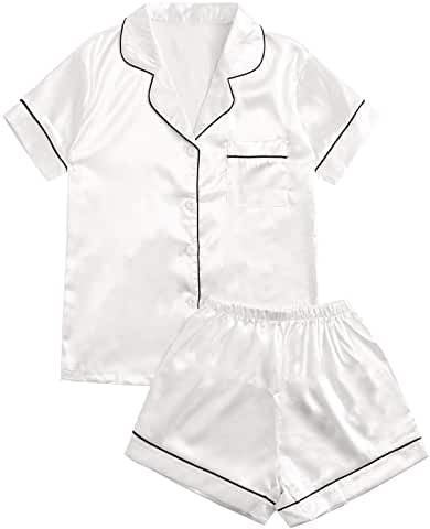 Amazon.com: striped rompers - International Shipping Eligible Pijamas Women, Silk Pjs, Cute Pjs, Cute Pajama Sets, Button Up Short Sleeve, Pajamas Sets, Satin Pyjama Set, Cute Pajamas, Sleepwear & Loungewear