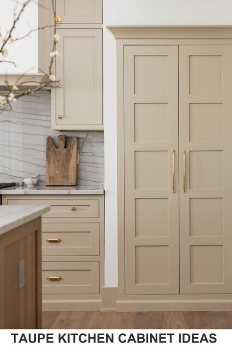 9 Beautiful Kitchen Cabinet Color Schemes Taupe Kitchen Cabinets Benjamin Moore, White And Taupe Cabinet, Light Taupe Kitchen Cabinets Satin, Cabinet Color Schemes, Accesible Beige Cabinet Kitchen, Marquis Cabinets Classic Taupe, Neutral Kitchen Colors Schemes, Neutral Kitchen Cabinets, Neutral Kitchen Colors