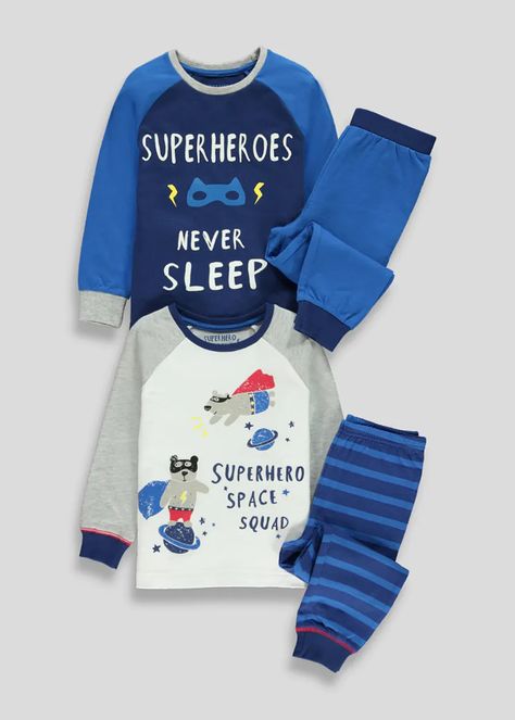 Kids 2 Pack Superhero Pyjamas (9mths-5yrs) – Multi – Matalan Boys Loungewear, Latest Boys Fashion, Boys Highlights, Future Son, Boys Pjs, Trend Council, Boys Nightwear, Boys Night, Capri Set