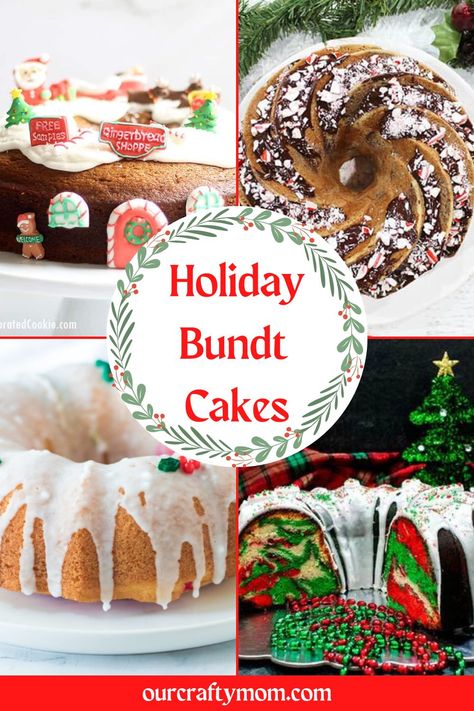 Xmas Bundt Cake Recipes, Christmas Cake Jars, Christmas Bundt Cake Recipes From Mix Boxes, Christmas Tree Bundt Cake, Easy Christmas Bundt Cakes, Bundt Christmas Cake, Grinch Bundt Cake, Xmas Bundt Cake, Christmas Wreath Bundt Cake