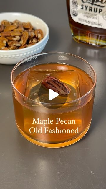 Danica Frye on Instagram: "Send this to the old fashioned lover in your life 🥃

I think we can all agree that maple pecan is one of the ELITE fall flavor combos. And combined with bourbon? It’s unbeatable!

Comment GLASS and I’ll dm you the link to everything I used here.

INGREDIENTS:
2 oz bourbon
1/2 oz maple pecan syrup
2-3 dashes aromatic bitters 

METHOD:
Add bourbon, maple pecan syrup and aromatic bitters to a mixing glass over ice. Stir until chilled.
Strain into rocks glass over a large ice cube. Garnish with a pecan, and enjoy!

Maple Pecan Syrup:
1/2 cup pecans 
1/2 cup water 
1/4 cup brown sugar
1/4 cup maple syrup 

Add pecans to a small saucepan over medium heat, stirring frequently for 2-3 mins to toast them. Add maple syrup, brown sugar and water. Stir to combine.
Simmer fo Pecan Syrup, Flavor Combos, Aromatic Bitters, Maple Pecan, Cocktail Recipes Easy, Autumn Flavors, Holiday Drinks, Food Drinks, Cocktail Bar