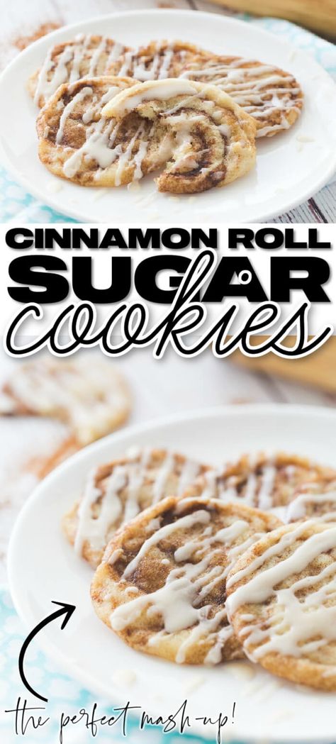 CINNAMON ROLL COOKIES Cinnamon Rolls Sugar Cookies, Cooking With Karli Cinnamon Roll Cookies, Cinnamon Roll Snickerdoodles, Cinnamon Deserts Easy, Cinnamon Roll Cookies Recipe Easy, Cinnabon Cinnamon Roll Cookies, Cinnamon Roll Cake Mix Cookies, Cinnamon Roll Cookie Recipes, Cookie Recipes Cinnamon Roll