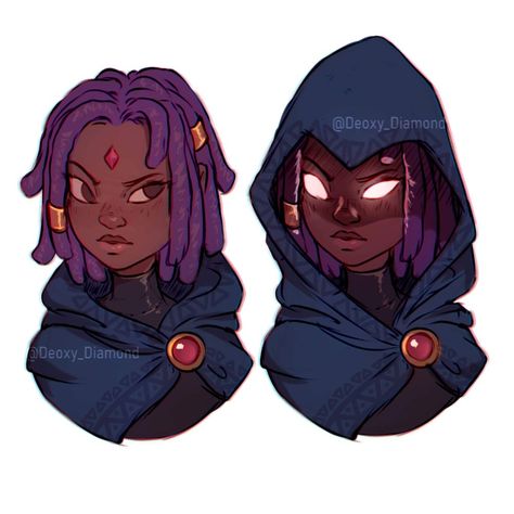 Black Titans Raven  "Serena" by Deoxy Diamond Titans Raven, Raven Teen Titans, Black Cartoon Characters, Black Anime Characters, Black Artwork, Black Cartoon, Black Love Art, Black Art Pictures, Afro Art