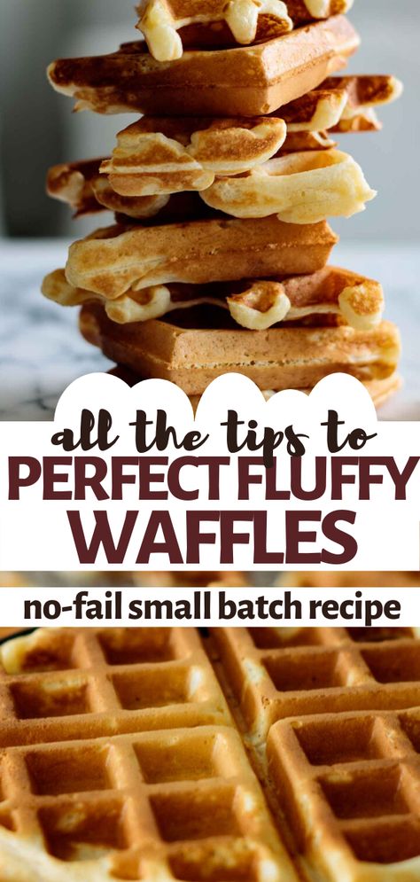 Small Waffle Recipe, Homemade Mini Waffle Recipe, Waffle Recipe Small Batch, Waffles For Two, Small Batch Waffles Recipe, Small Batch Waffles, Small Batch Of Waffles Recipe, Best Fluffy Waffle Recipe, Waffle Batter