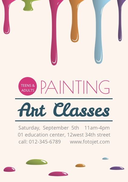 Painting Art Classes Promotional Poster Template Template | FotoJet Art Class Flyer, Art Class Posters, Online Poster Maker, Amazing Graphic Design, Class Poster, Drawing Competition, Promotional Poster, Online Poster, Teen Art