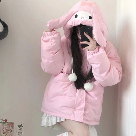 Sanrio Kawaii My Melody Kawaii Cotton-Padded Jacket Winter Cute Girls Y2K High-Quality Comfortable Bread Clothing - AliExpress Kawaii My Melody, Pink Puffer Jacket, My Melody, Puffer Jacket, Winter Coat, Down Jacket, Puffer, Pink, Kawaii