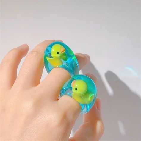 Smarter Shopping, Better Living! Aliexpress.com Rings Acrylic, Y2k Rings, Cute Duck, Jewelry Aesthetic, Women Y2k, Friend Gifts, Rubber Ducky, Rubber Duck, Blue Rings