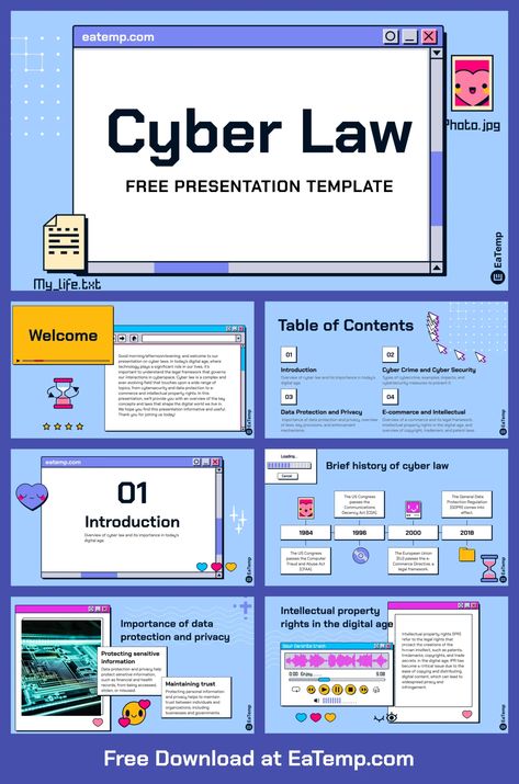 Cyber Law PPT Presentation - Free PowerPoint Templates, Google Slides, Figma Deck And Resume Cool Powerpoint Design, Cute Google Slides Templates, Cute Ppt Template, Aesthetic Powerpoint Templates, Power Point Design Ideas, Powerpoint Design Free, Law Presentation, Canva Ppt Template, Free Google Templates